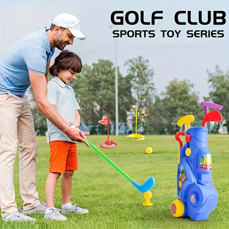 Kids' Portable Golf Set with Telescopic Clubs - Indoor/Outdoor Family Fun, Realistic Simulation Sports Toy