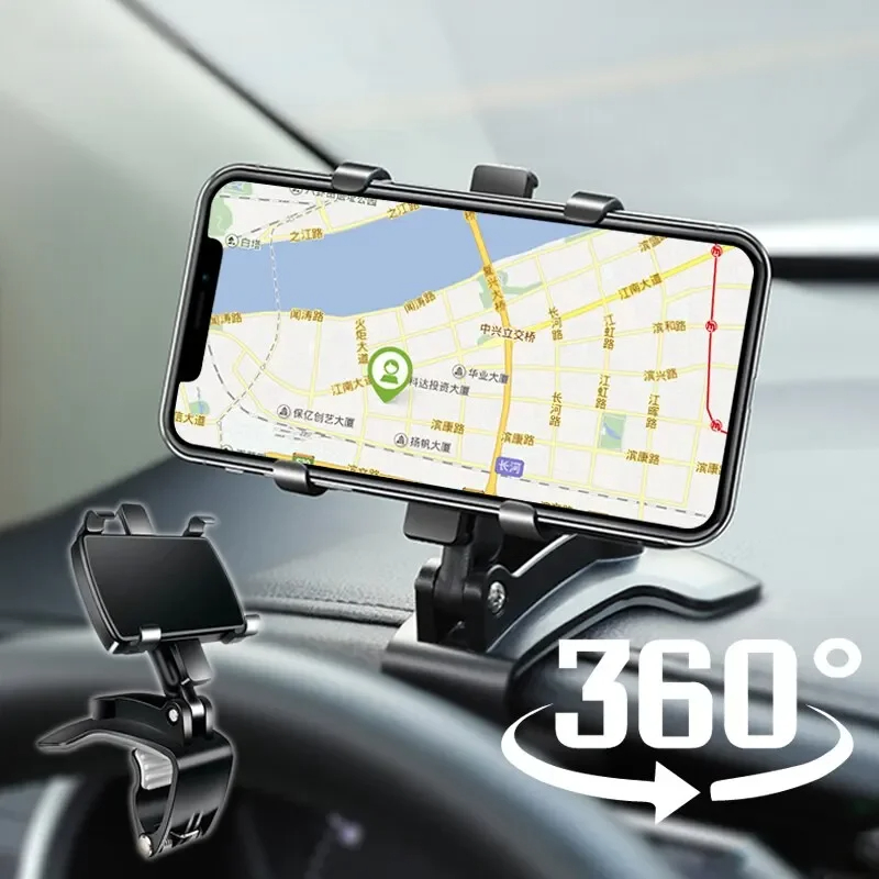 Dashboard Car Phone Holder 360 Degree Rotation Phone Mount with Rubber Gripper Universal Car Smartphone Bracket for Navigation