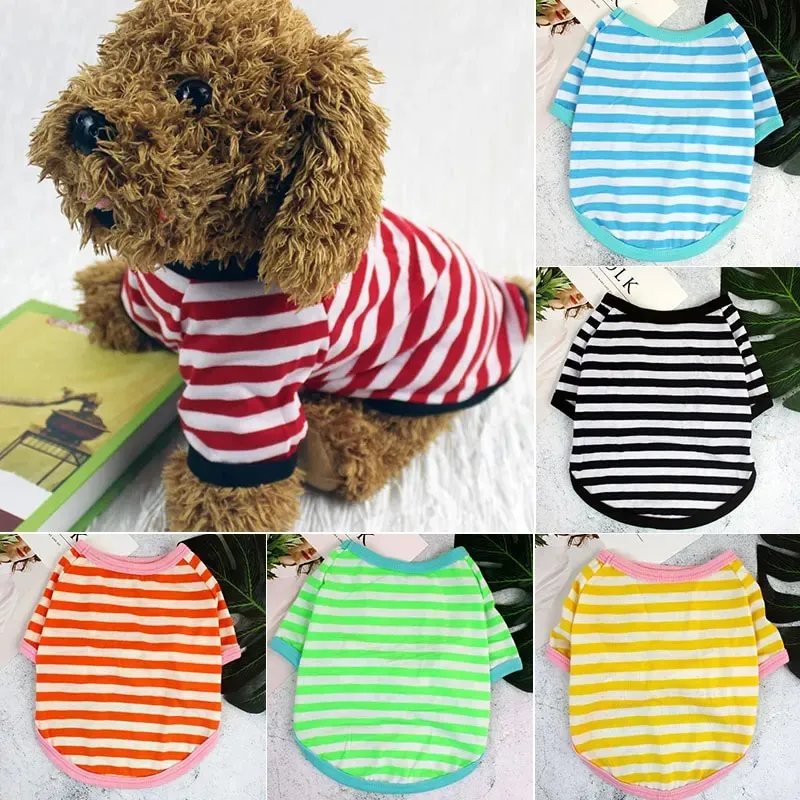 Summer Fasion Striped Pet Dog T-Shirt Classic Lovely Pullover Pet T-Shirt Clothing Soft Breathable Dog Shirt Clothes Pet Suply