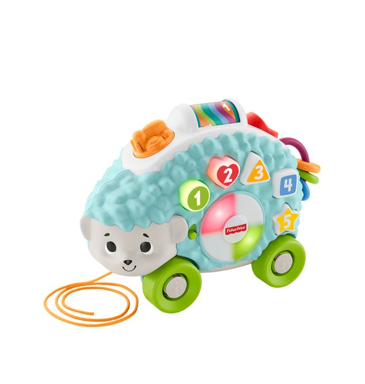 Fisher-Price Linkimals Learning Toy Happy Shapes Hedgehog Pull Along with Interactive Music and Lights for Baby and Toddler