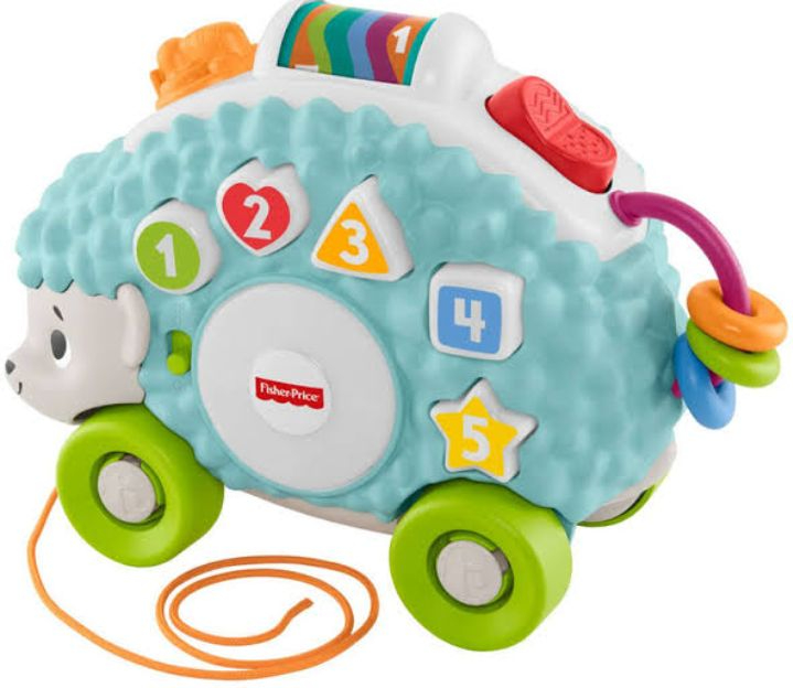 Fisher-Price Linkimals Learning Toy Happy Shapes Hedgehog Pull Along with Interactive Music and Lights for Baby and Toddler