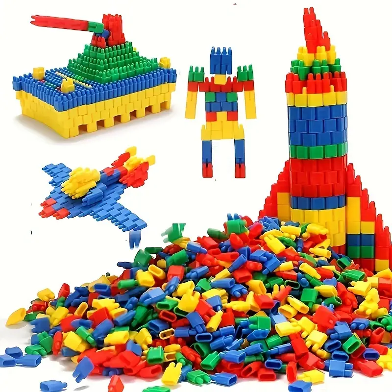 200pcs Children's Toys DIY Plastic Bullet Building Blocks Educational Toys, Early Education Kindergarten Baby Large Particle Puzzle Building Blocks,