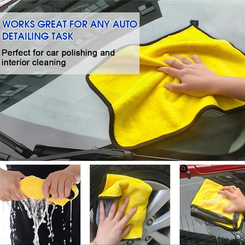 Ultra-Soft Microfiber Car Wash Towel - Double Layer, Thick Coral Velvet, Strong Absorbency & Shed-Free For Auto Detailing And Maintenance