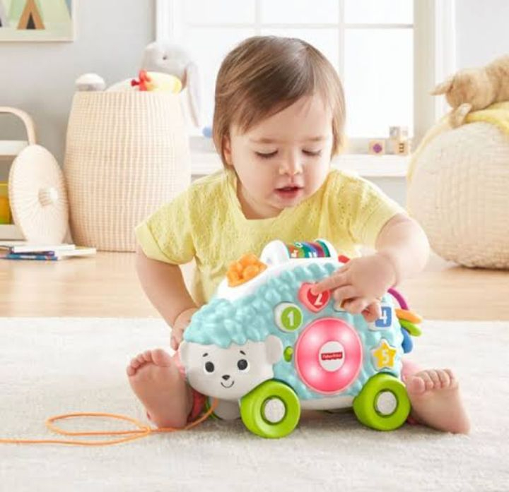 Fisher-Price Linkimals Learning Toy Happy Shapes Hedgehog Pull Along with Interactive Music and Lights for Baby and Toddler