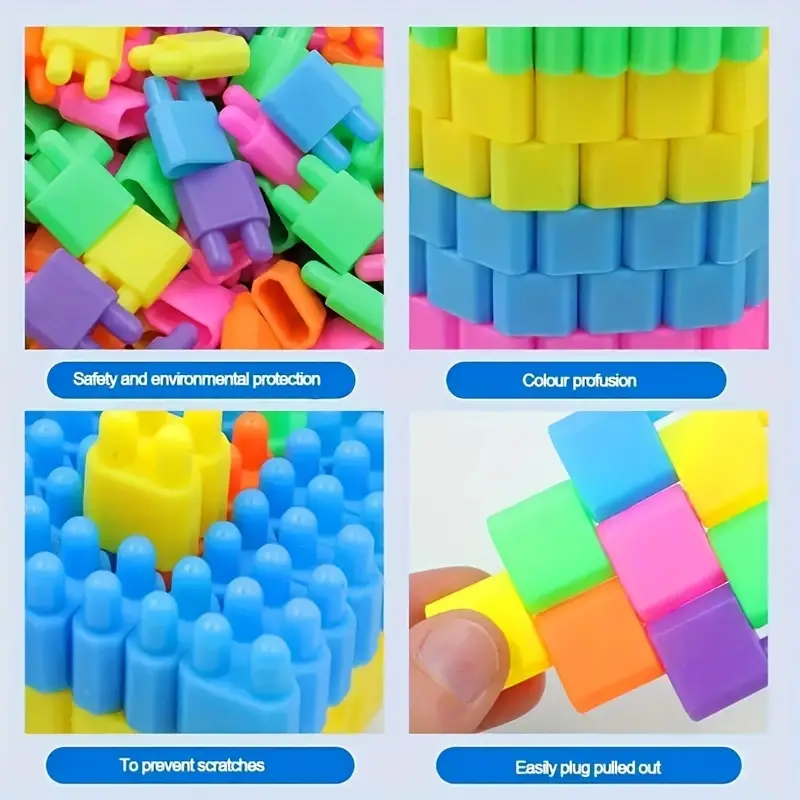 100 pcs Children's Toys DIY Plastic Bullet Building Blocks Educational Toys, Early Education Kindergarten Baby Large Particle Puzzle Building Blocks,