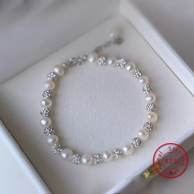 Elegant & Cute 925 Sterling Silver Bead Zirconia Bracelet - Perfect Mother's Day Gift