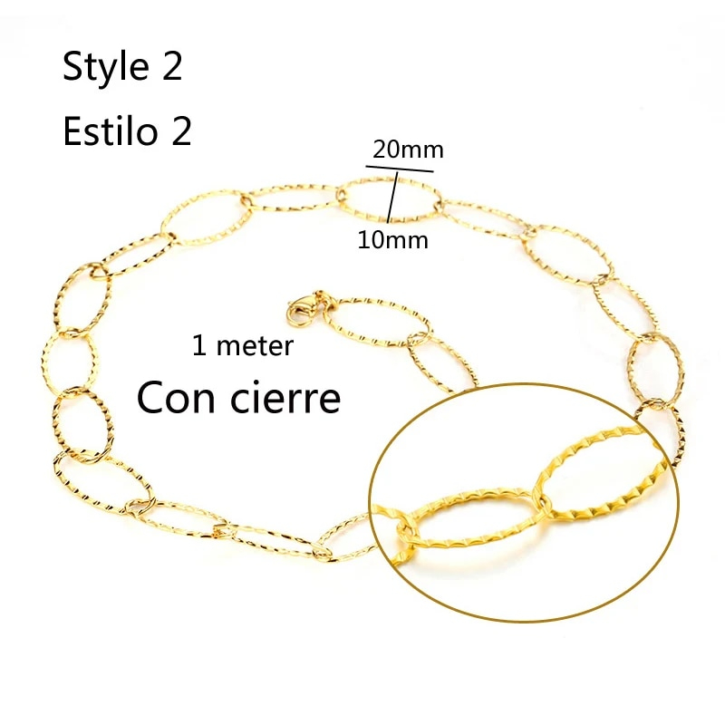 Stainless Steel 10x20mm Oval Unique Women Male Big Long O Link Chain Necklace Sell in Meter No Clasp Silver Color Jewelry Dinner Ronvsa