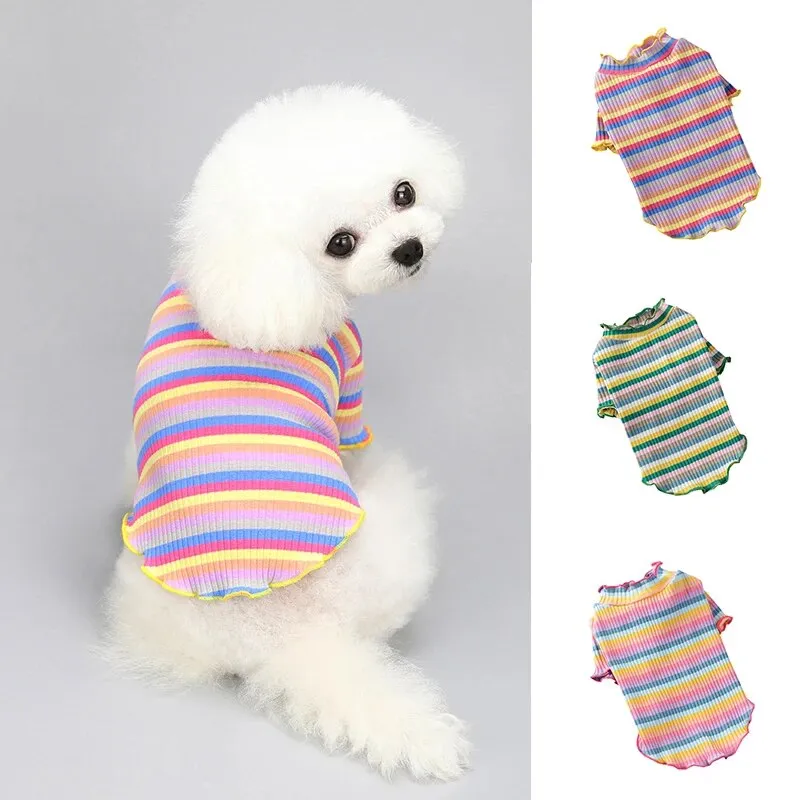 Summer Fasion Striped Pet Dog T-Shirt Classic Lovely Pullover Pet T-Shirt Clothing Soft Breathable Dog Shirt Clothes Pet Suply