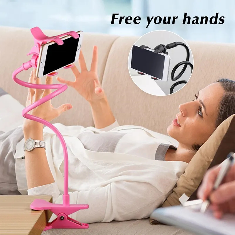 Mobile Phone Stand Universal Lazy Holder Arm Flexible Stents Holder Bed Desk Table Clip Gooseneck Bracket For Phone Muti Colors