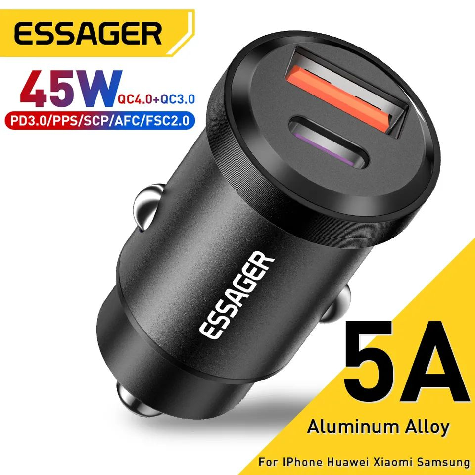 30W 5A QC PD 3.0 SCP USB Car Charger Quick Charge4.0 USB Type C Car Fast Charging For iPhone 12 13 Huawei Samsung Xiaomi