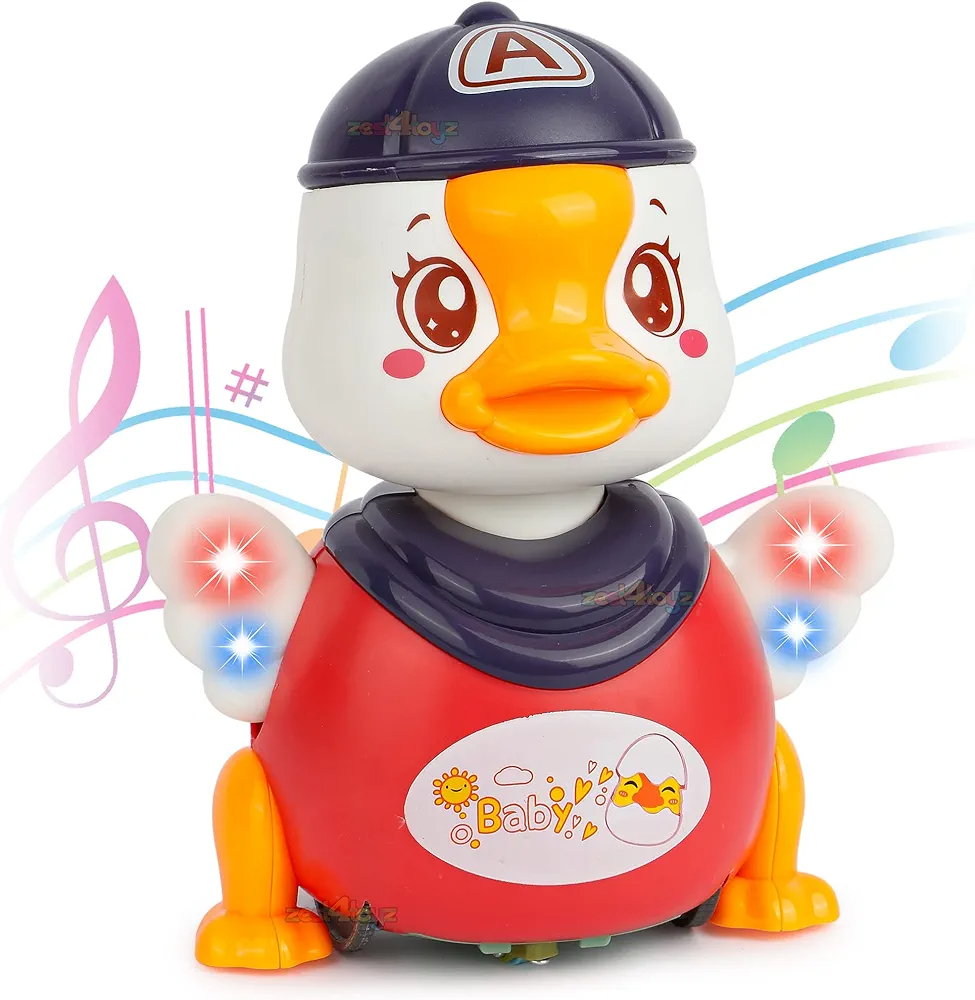 Cuddly toy duck, children's toy from 3 years, crawling toy music toy baby, small duck toy with lights and music, motor skills toy