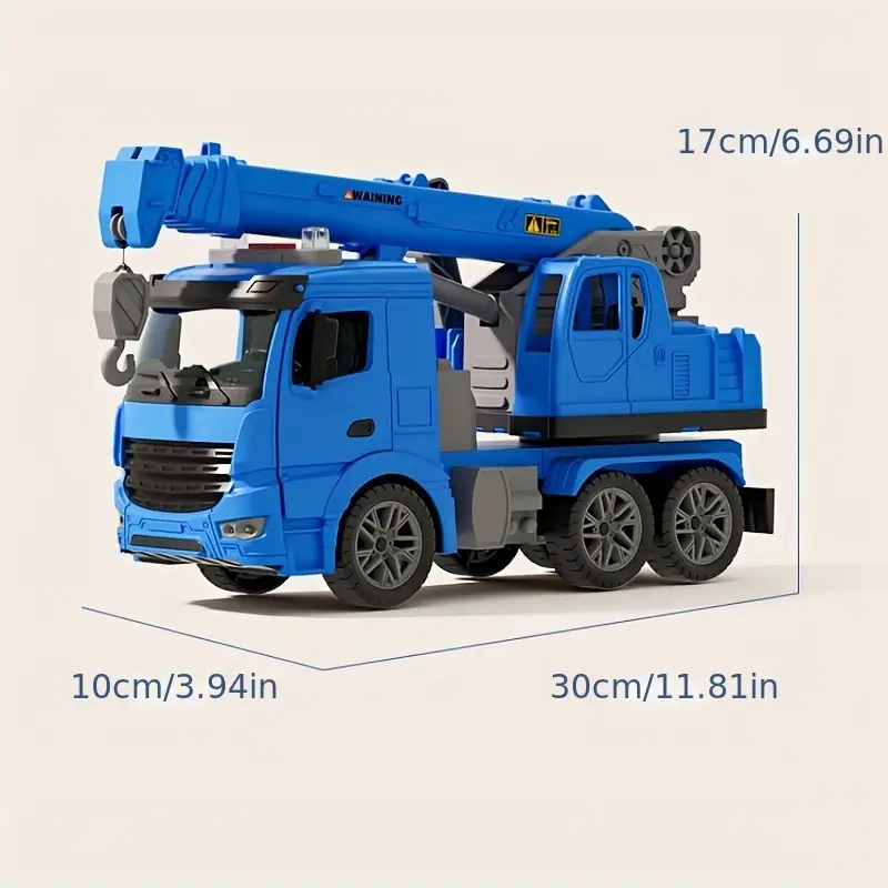 Children's Large Inertia Crane Toy with Extendable Arm and Openable Doors, Interactive Construction Truck with Realistic Sound and Flashing Lights