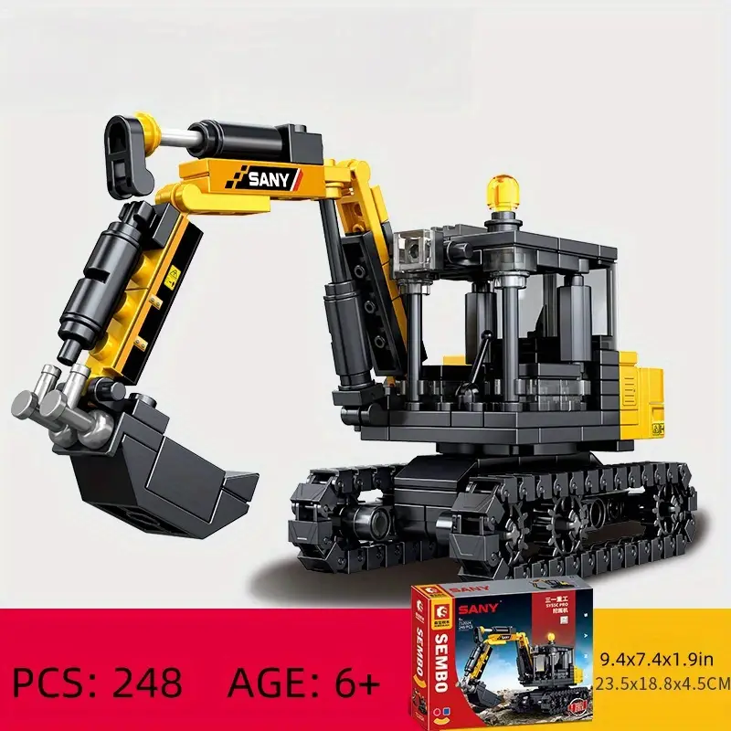 Construction Vehicle Building Blocks Set - Including Crane and Excavator Models, 3D Educational Puzzle Toy for Kids