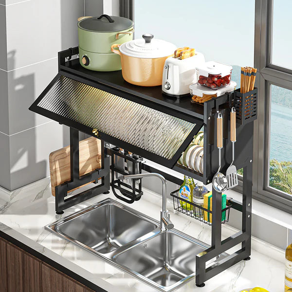 Over The Sink Dish Drying Rack, Kitchen Counter Organizer, Large Dish Rack Drainer for Space Saver Storage Shelf