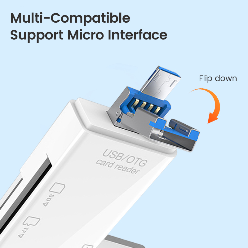 NNBILI 6 in 1 Card Reader OTG Type C Micro SD Card Reader Flash Drive Smart Memory Card Reader USB 2.0 TF CF Cardreader Adapter