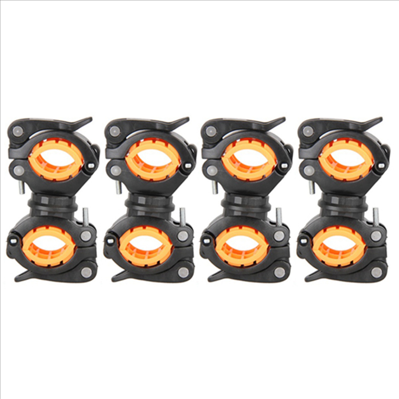 4X 360 Degree Rotating Cycling Bike Light Double Holder LED Front Flashlight Lamp Pump Handlebar Holder Black + Orange