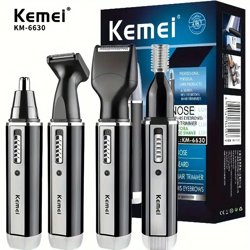 KM-6630 4-in-1 Professional Rechargeable Nose And Ear Hair Trimmer Men's Personal Care Tool