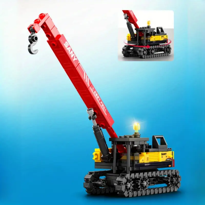 Construction Vehicle Building Blocks Set - Including Crane and Excavator Models, 3D Educational Puzzle Toy for Kids