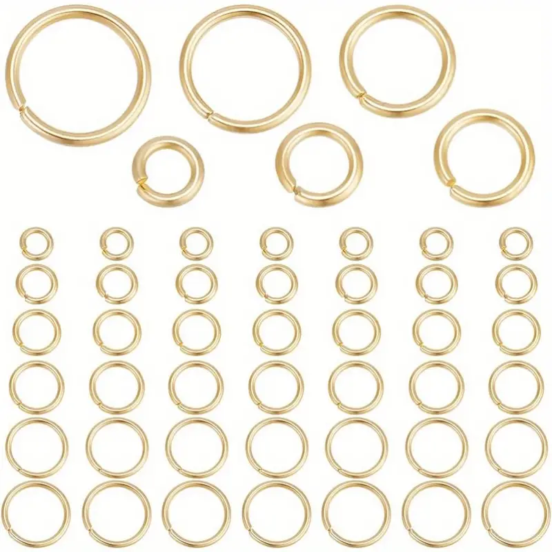 300 Pcs 5/6/7/8/9/10Mm Open Jump Rings Golden Plated Stainless Steel Single Loop Jump Ring Round Connector Rings for Bracelet Necklace Jewelery Making