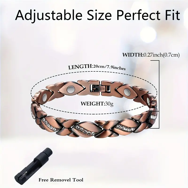 1pc Pure Copper Bracelets For Women, Ultra Magnetic Bracelets For Women With 3500 Gauss Magnets, Copper Bracelet For Women