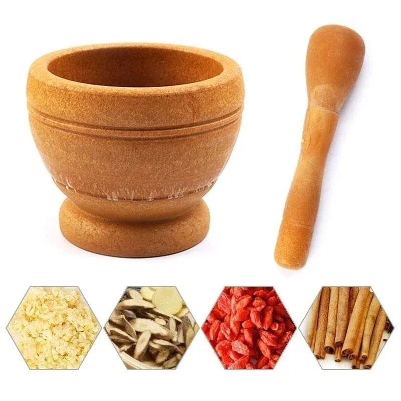 Resin Setmortar and Pestle Garlic Herb Spice Mixing Grinding Crusher Bowl Restaurant Kitchen Tools