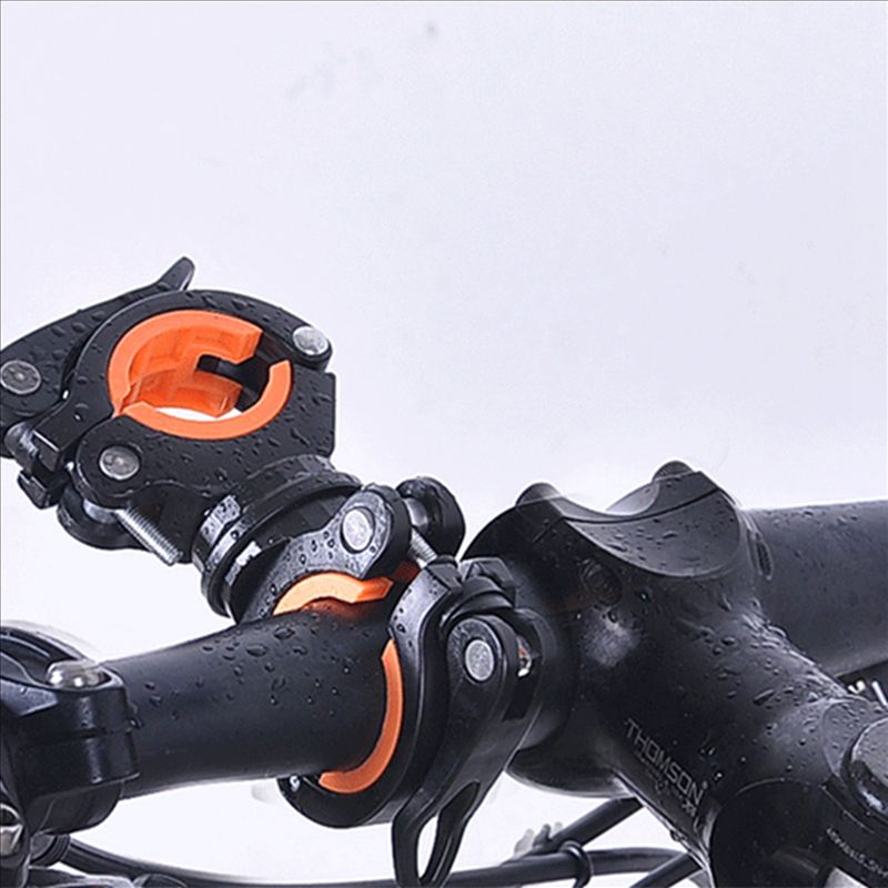 4X 360 Degree Rotating Cycling Bike Light Double Holder LED Front Flashlight Lamp Pump Handlebar Holder Black + Orange