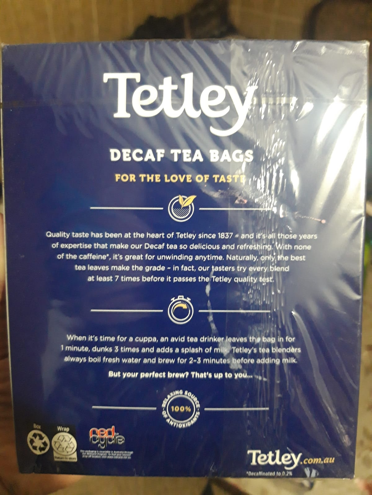 Tetley Decaf Tea Bags 100 pack / Decaf Tea Bags Box of 100