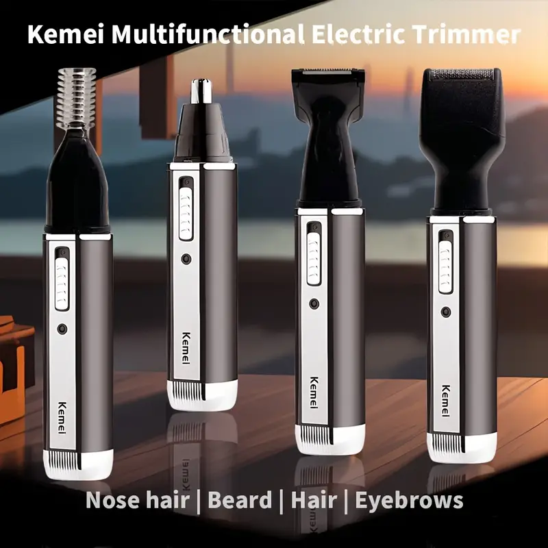 KM-6630 4-in-1 Professional Rechargeable Nose And Ear Hair Trimmer Men's Personal Care Tool