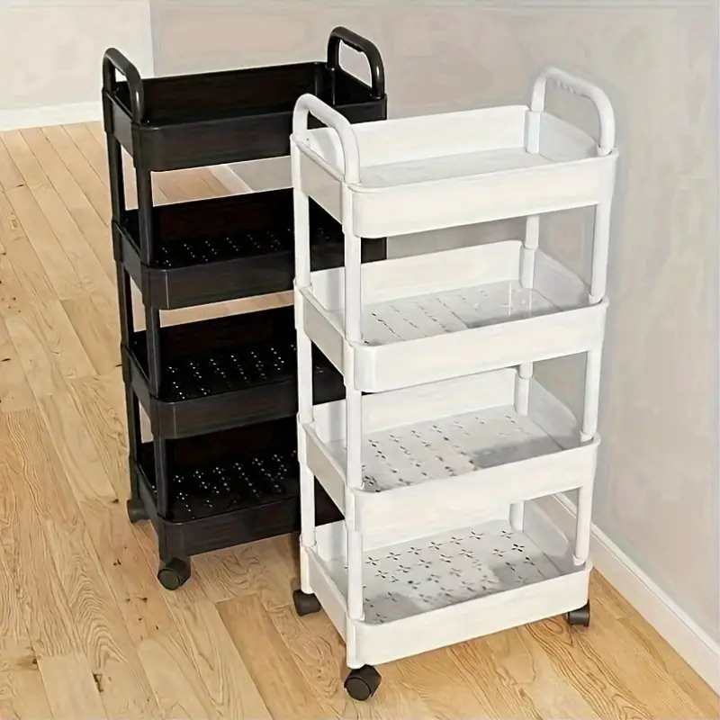 Multi-Tier Spa Storage Cart Organizer with Wheels, 3 and 4 Layer Utility Rolling Trolley for Bedroom, Kitchen, and Outdoor Camping, 