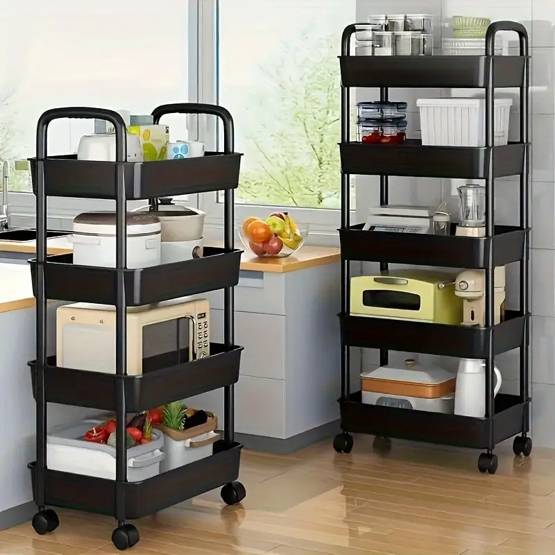 Multi-Tier Spa Storage Cart Organizer with Wheels, 3 and 4 Layer Utility Rolling Trolley for Bedroom, Kitchen, and Outdoor Camping, 