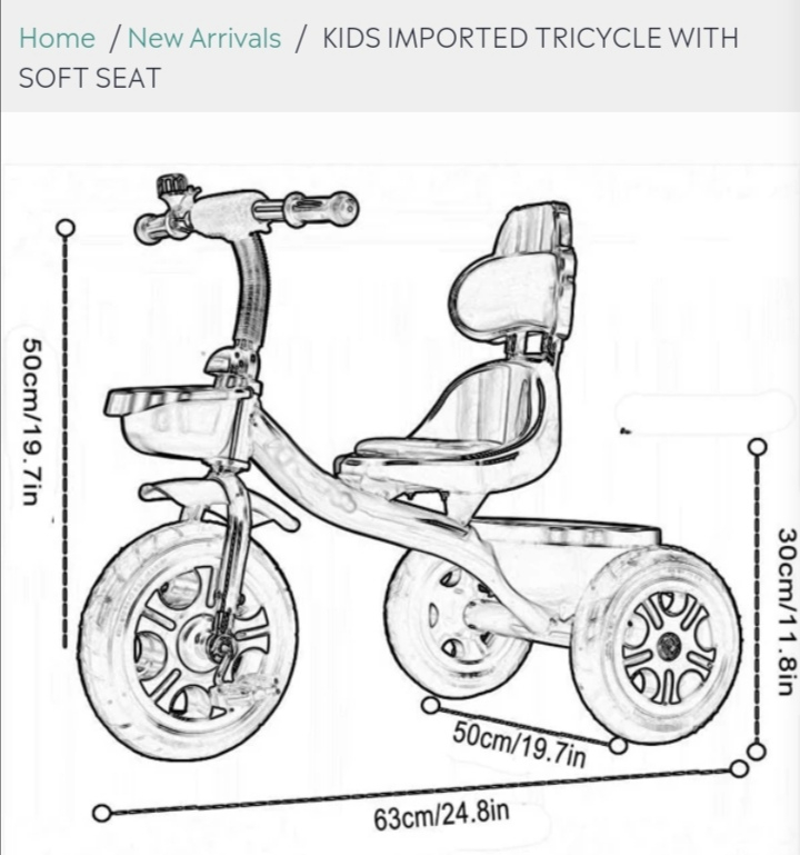 KID'S IMPORTED TRICYCLE WITH SOFT SEAT