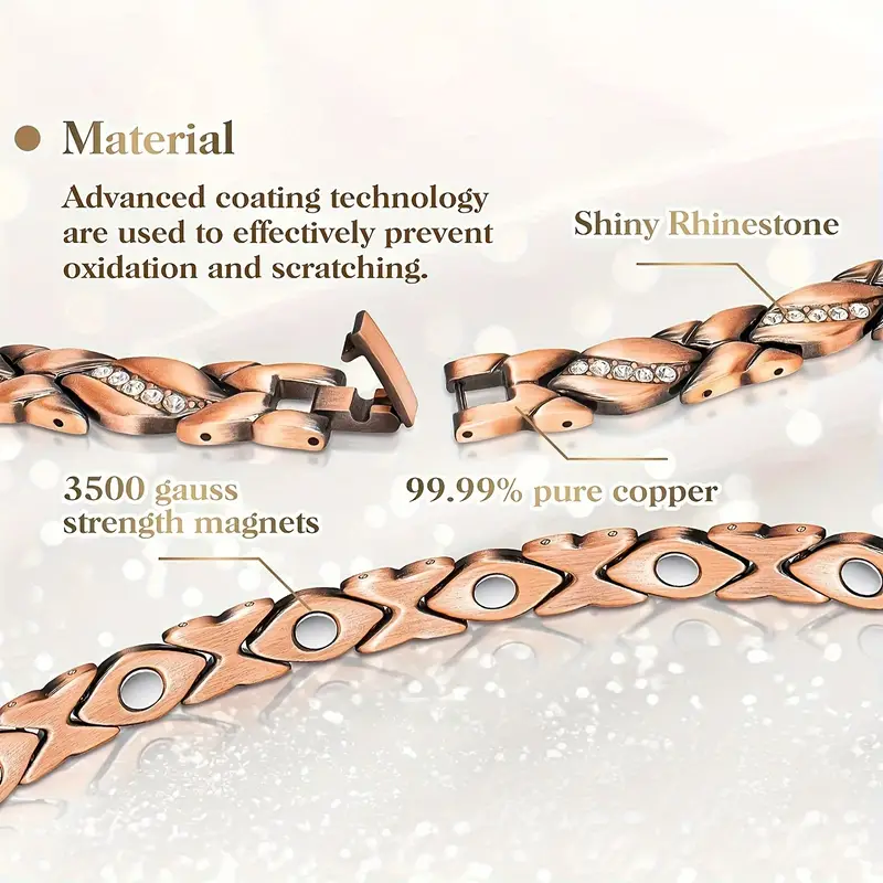 1pc Pure Copper Bracelets For Women, Ultra Magnetic Bracelets For Women With 3500 Gauss Magnets, Copper Bracelet For Women