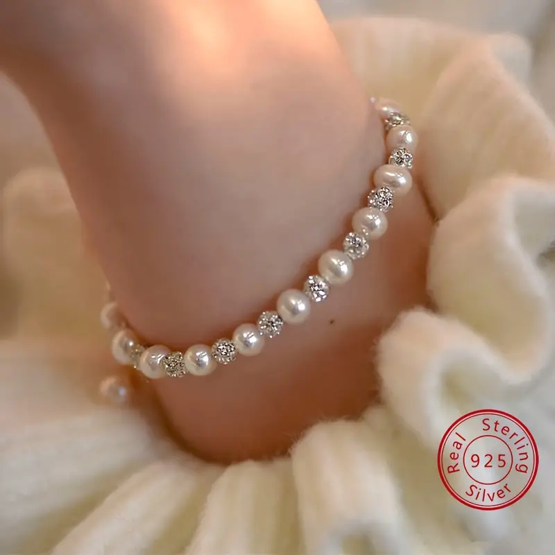 Elegant & Cute 925 Sterling Silver Bead Zirconia Bracelet - Perfect Mother's Day Gift