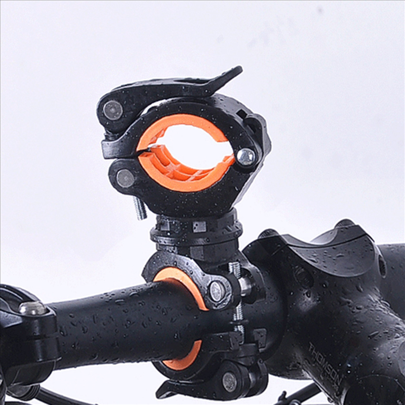 4X 360 Degree Rotating Cycling Bike Light Double Holder LED Front Flashlight Lamp Pump Handlebar Holder Black + Orange