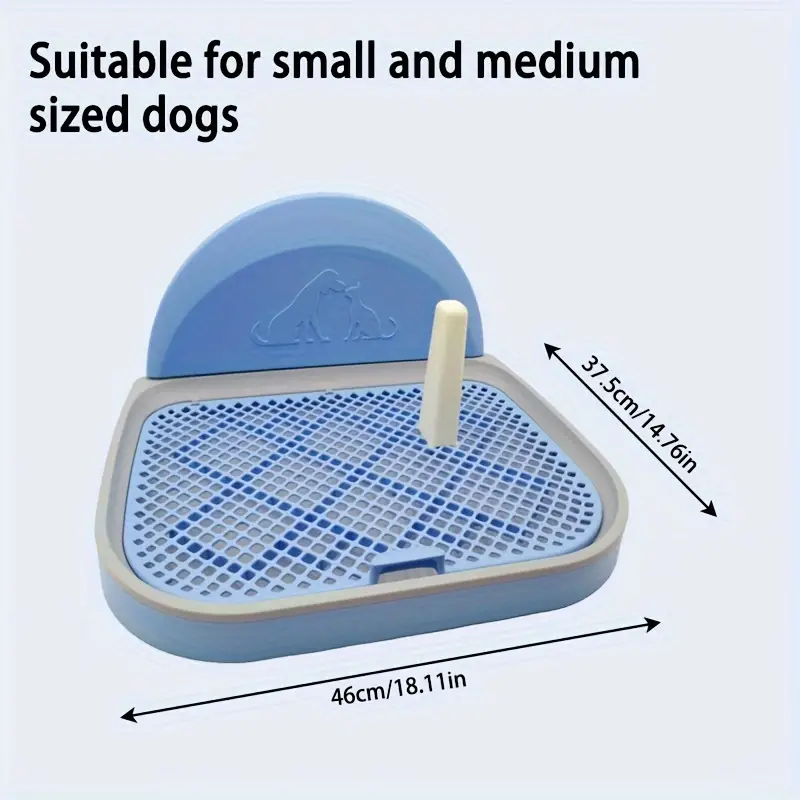 Easy-Clean Durable Dog Litter Box with Pillar and Splash Guard, Plastic Dog Toilet for Small Breeds, Indoor Pet Potty Training Supplies