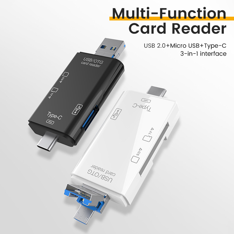 NNBILI 6 in 1 Card Reader OTG Type C Micro SD Card Reader Flash Drive Smart Memory Card Reader USB 2.0 TF CF Cardreader Adapter